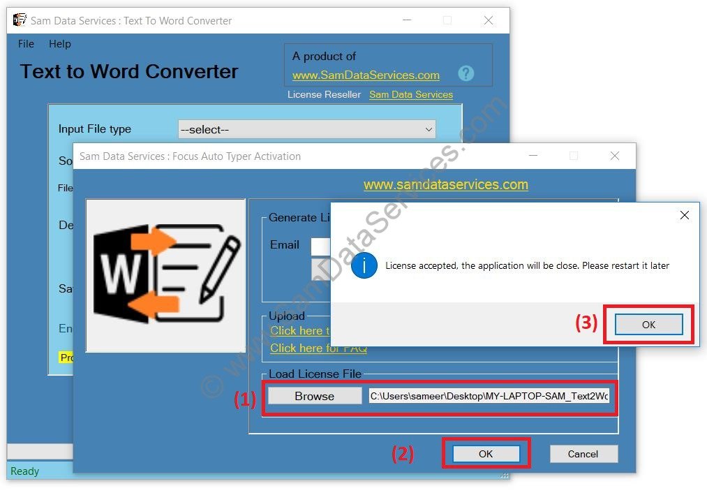 Text to Word Converter License file