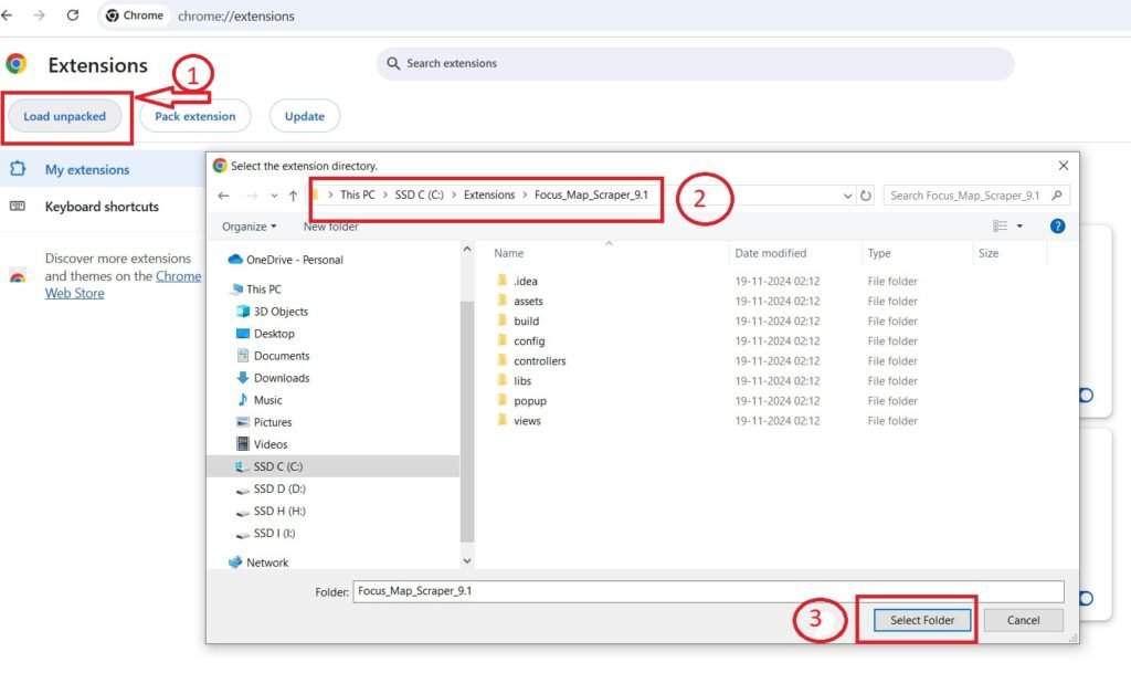 Load the unpacked extension